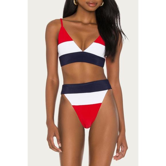 NEW BEACH RIOT alexis bikini bottom in red/white/blue - Picture 1 of 2